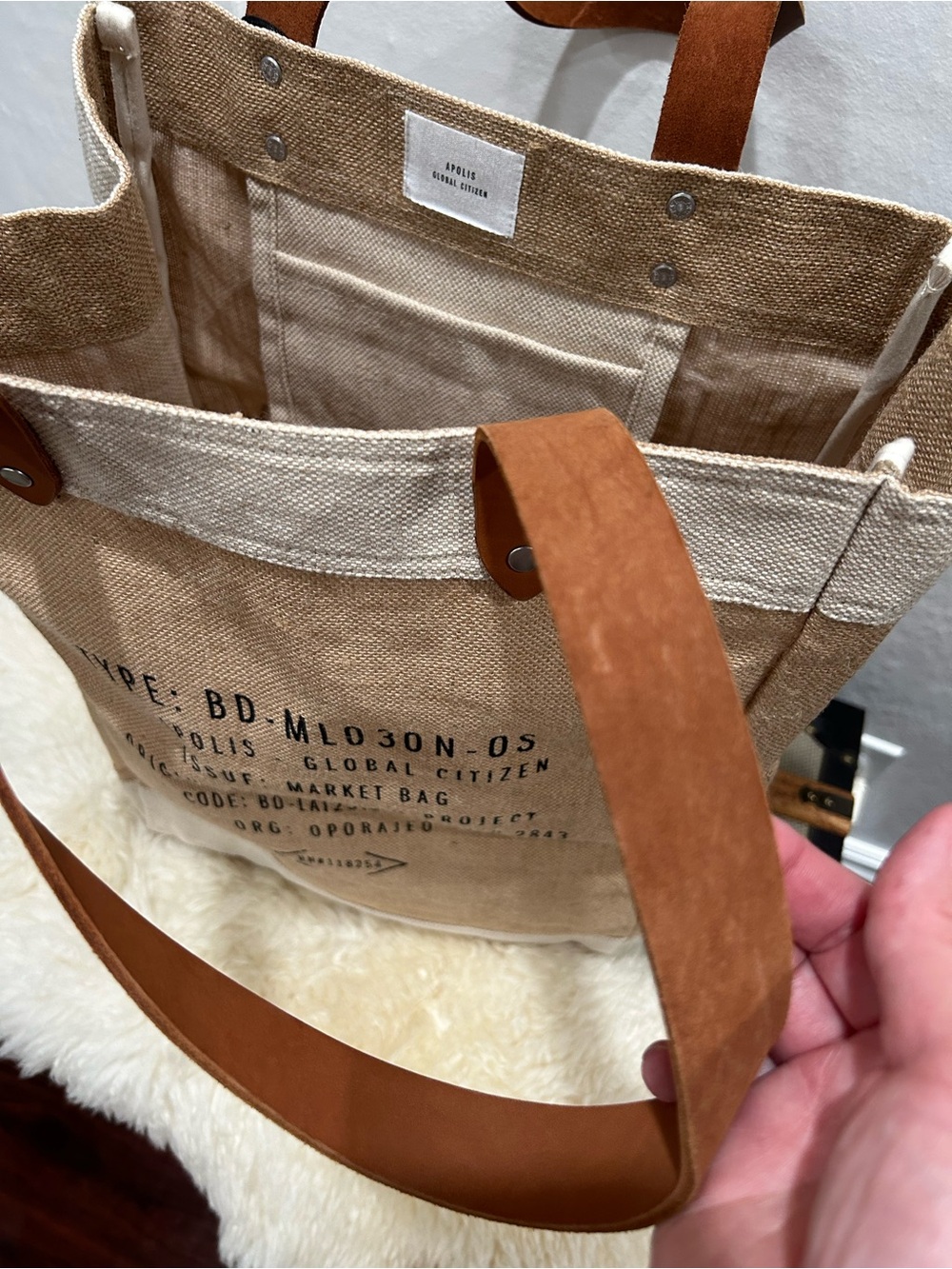 Magnolia Natural Tan Canvas Tote with Brown Leather Handles - Picture 4 of 9